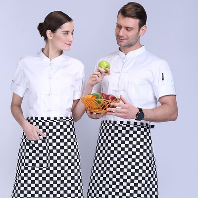 酒店西点师工作服蛋糕服夏装短袖厨师服装订做印字面包汉堡师制服