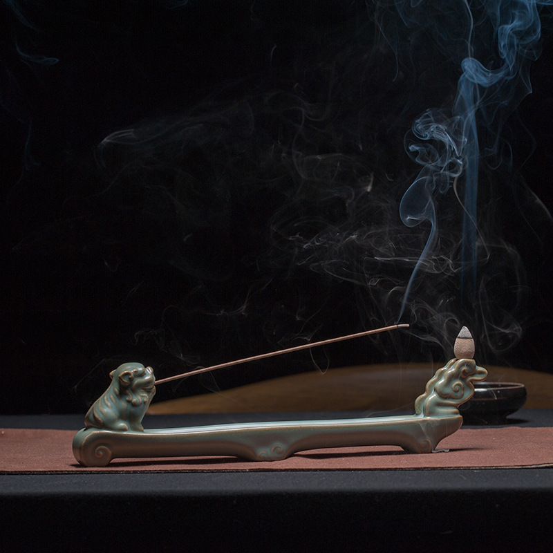 貔貅倒流香插香炉熏香炉日式禅意陶瓷祥云饕餮麒麟香器香炉工艺品