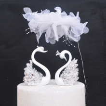 批发蛋糕装饰立体珍珠羽毛网纱花朵蛋糕插牌生日蛋糕装饰云朵插件