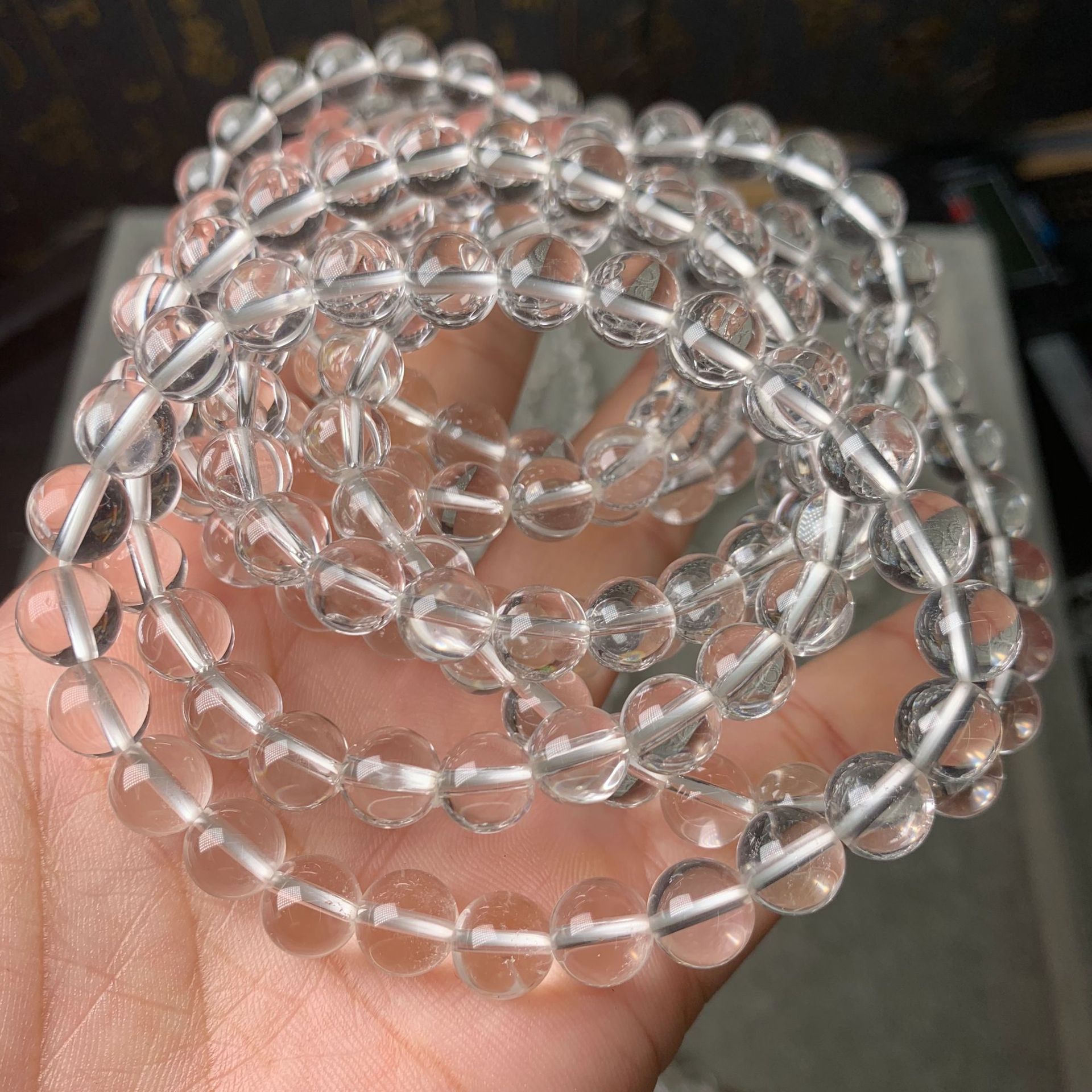 5mm透明白水晶简约男女款手链批发