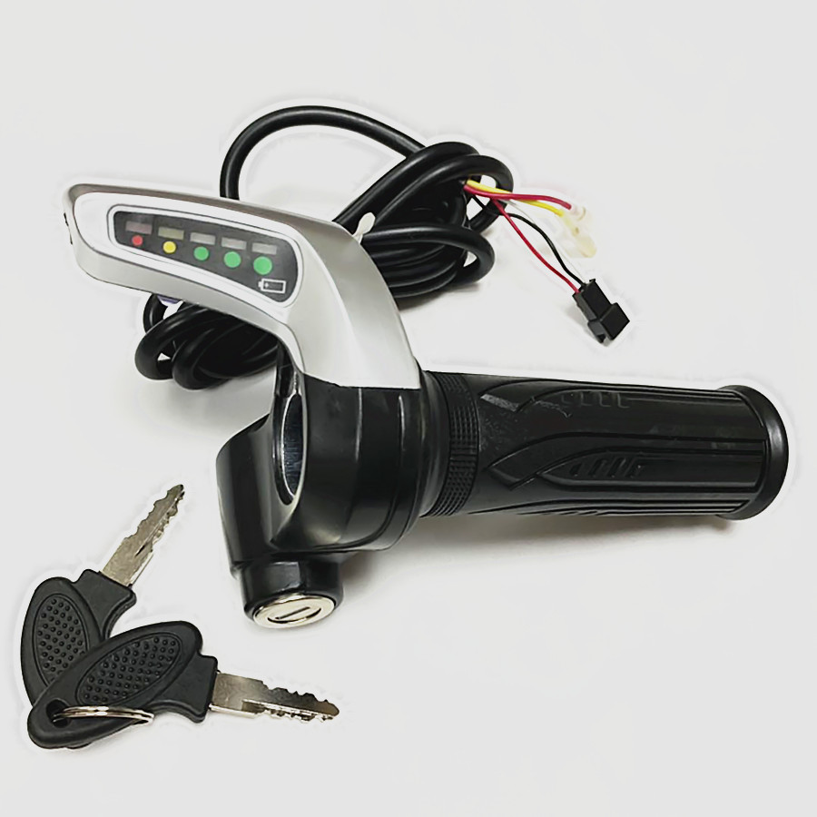 电动车调速转把36v48v带锁电量显示转把 锂电车电量转把0.