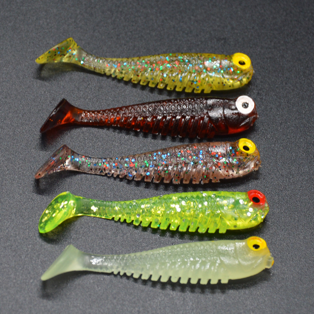 路亚饵套装软饵仿真软鱼30条/盒渔具t尾仿生拟饵假饵