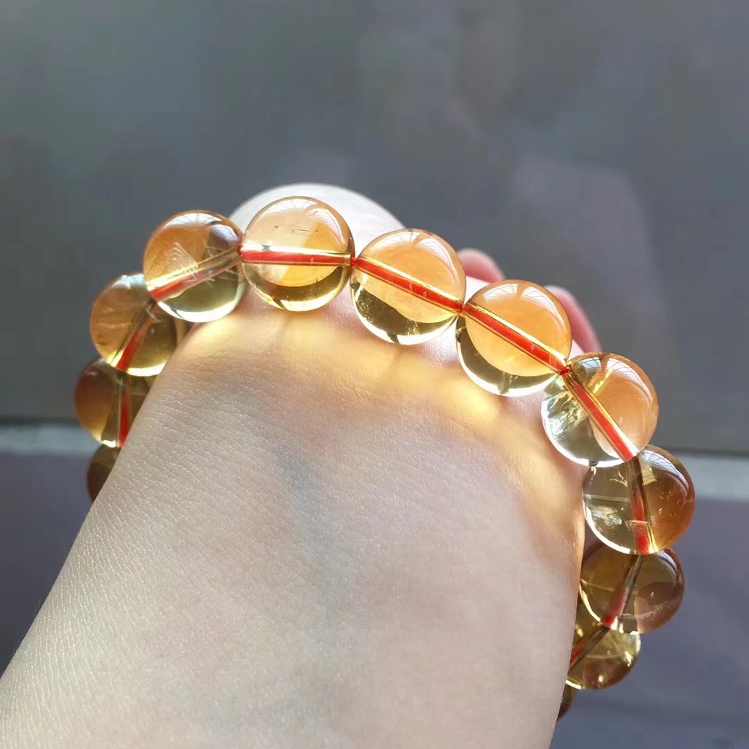 天然巴西黄水晶手链玻璃体 黄水晶单圈手链项链手串吊坠批发