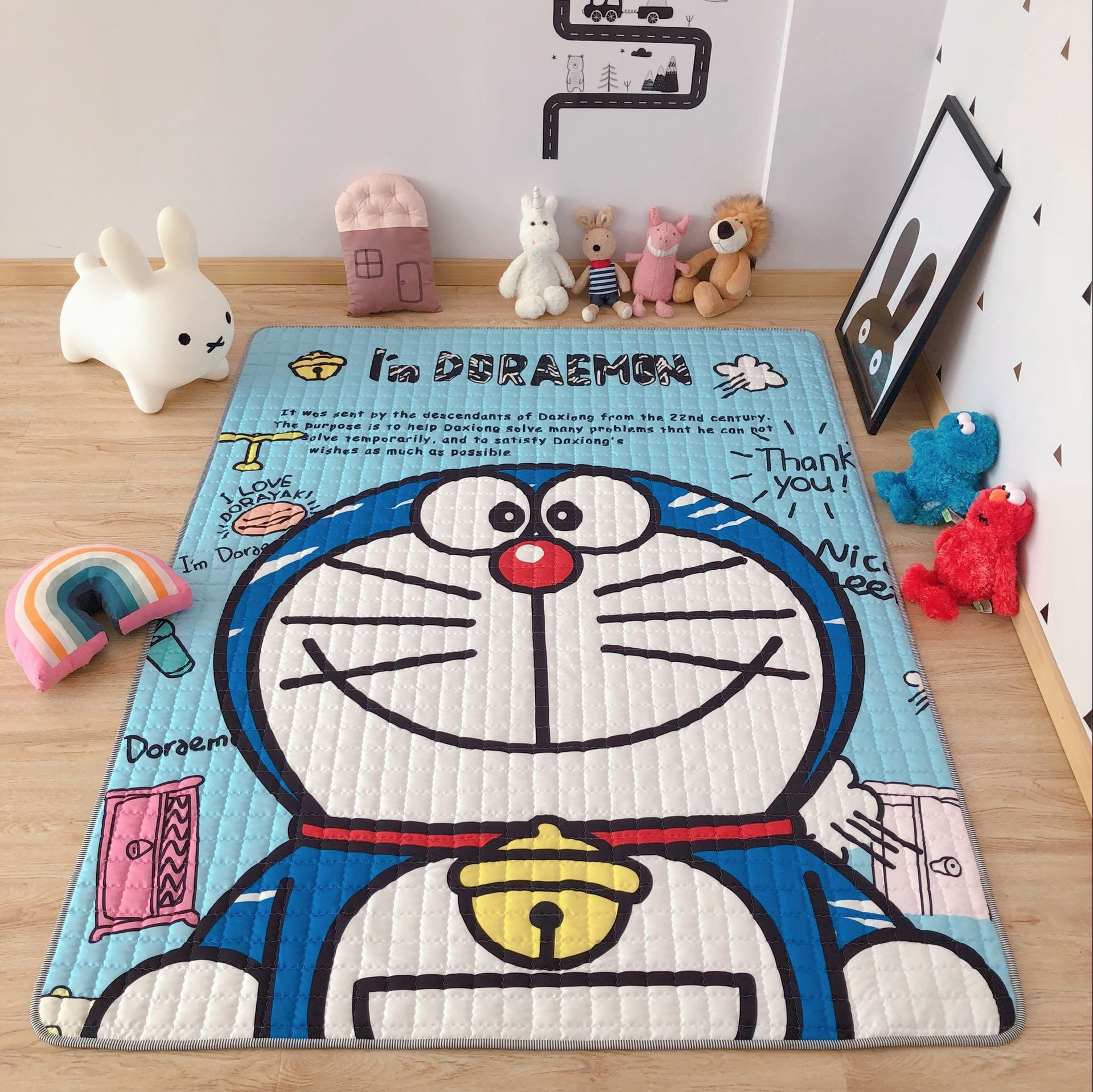 ins卡通薄款户外野餐垫儿童宝宝游戏爬爬垫可机洗长方形地垫批发