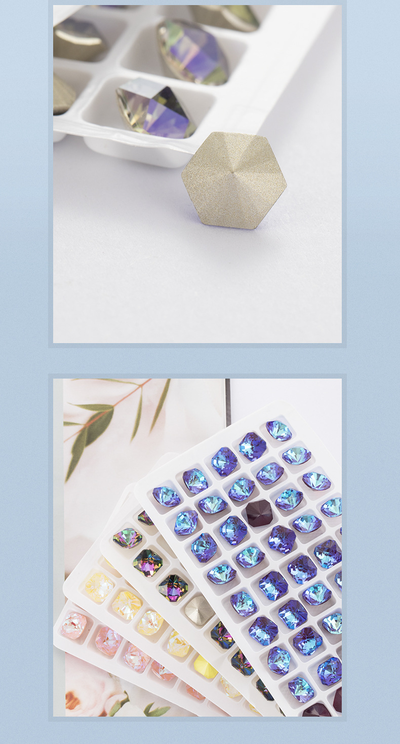 跨境专供 正八角万花筒k9异形钻diy饰品配件荧光摩卡美甲贴钻材料