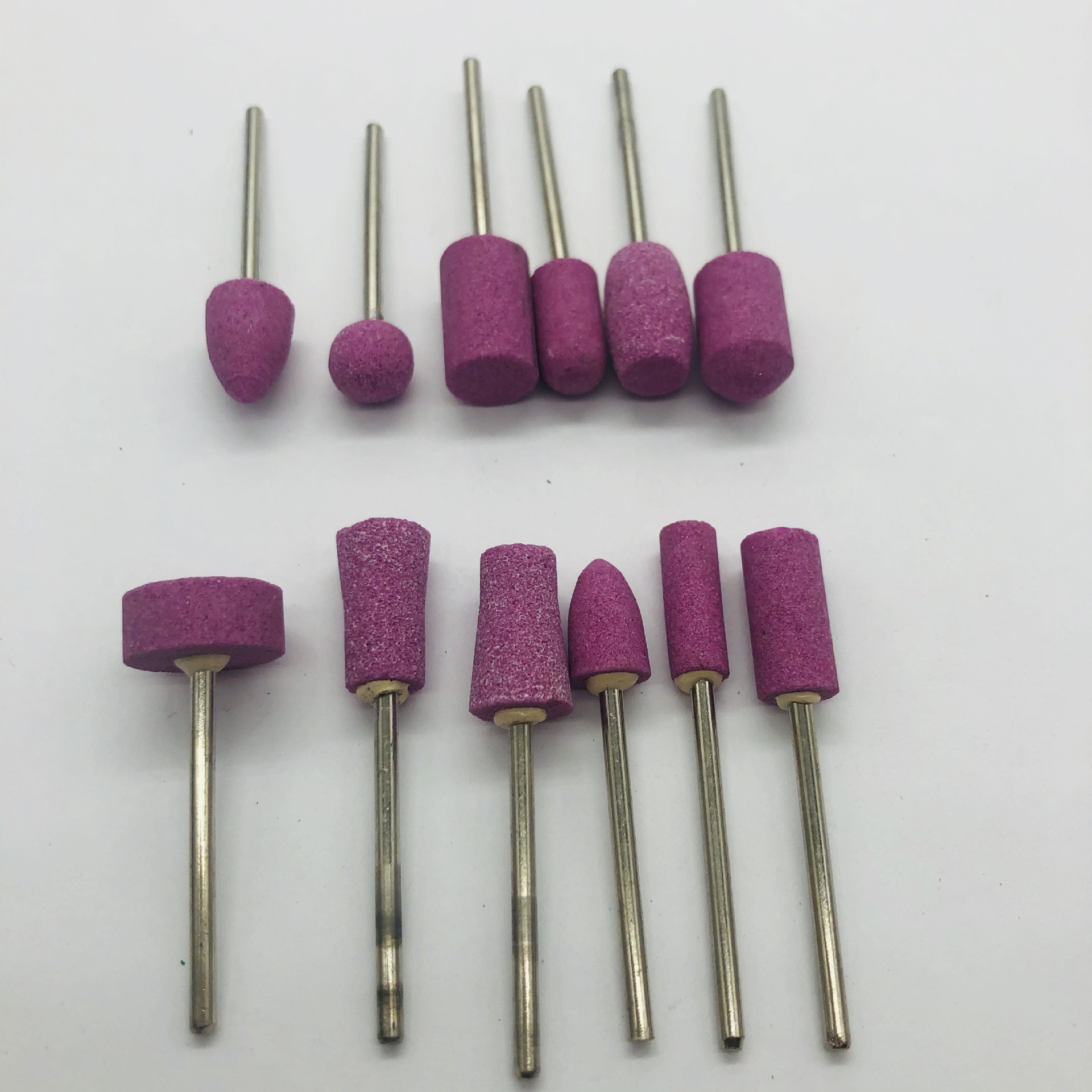 粉色陶瓷打磨头套装 美甲打磨头砂圈 12支套装石英磨头打磨机专用