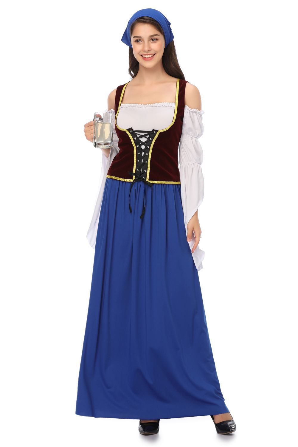 德国幕尼黑啤酒节服长款啤酒服德国巴伐利亚啤酒服装酒吧工作服