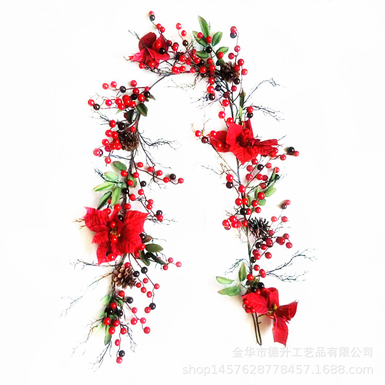 DSEN Manufacturers Supply Hotel Mall Scene Decoration Christmas Pendent Ornaments Chinese Hawthorn Christmas Flower Rattan DIY