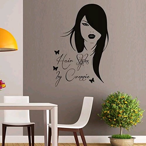 hair style 长发女人理发店橱窗玻璃装饰贴纸