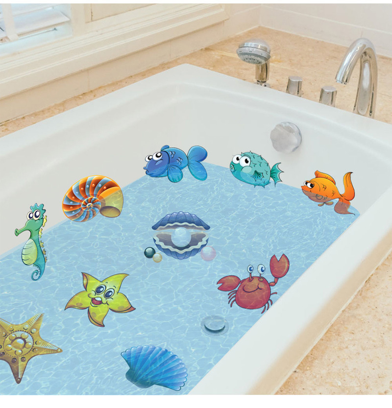 pvc贴纸 卡通动漫浴缸防水防滑儿童墙贴 厂家直销海洋世界浴缸贴