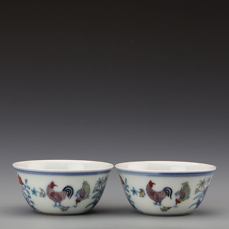 柴窑明成化斗彩鸡缸杯仿古瓷器古董古玩茶具主人杯品茗杯摆件