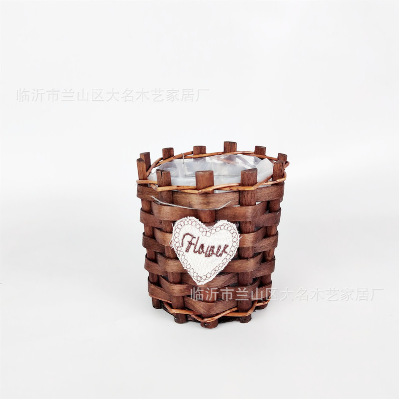 Factory Direct Sales Straw Square Succulent Flower Basket Domestic Ornaments Willow Basket Handmade Woven Flower Pot