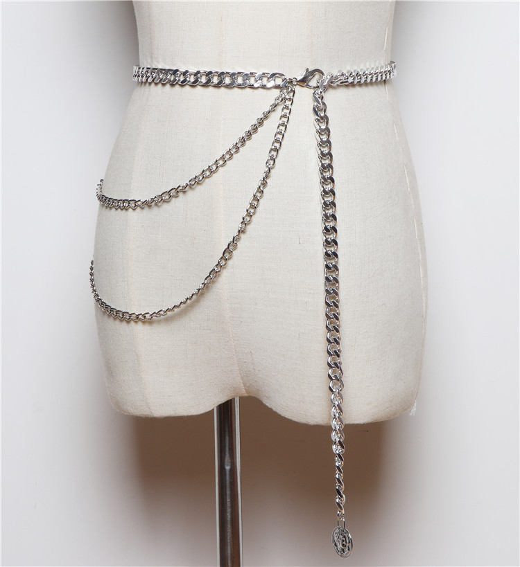 金属腰链女细装饰裙子时尚百搭夏天韩版名媛金色链条腰带一件代发