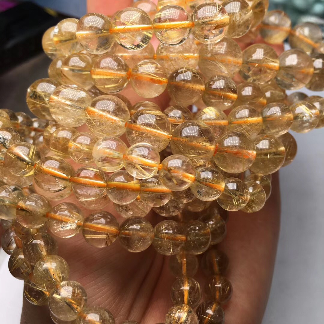 厂家批发天然金丝发晶手链 晶体通透 发丝清晰柔顺 色泽光鲜