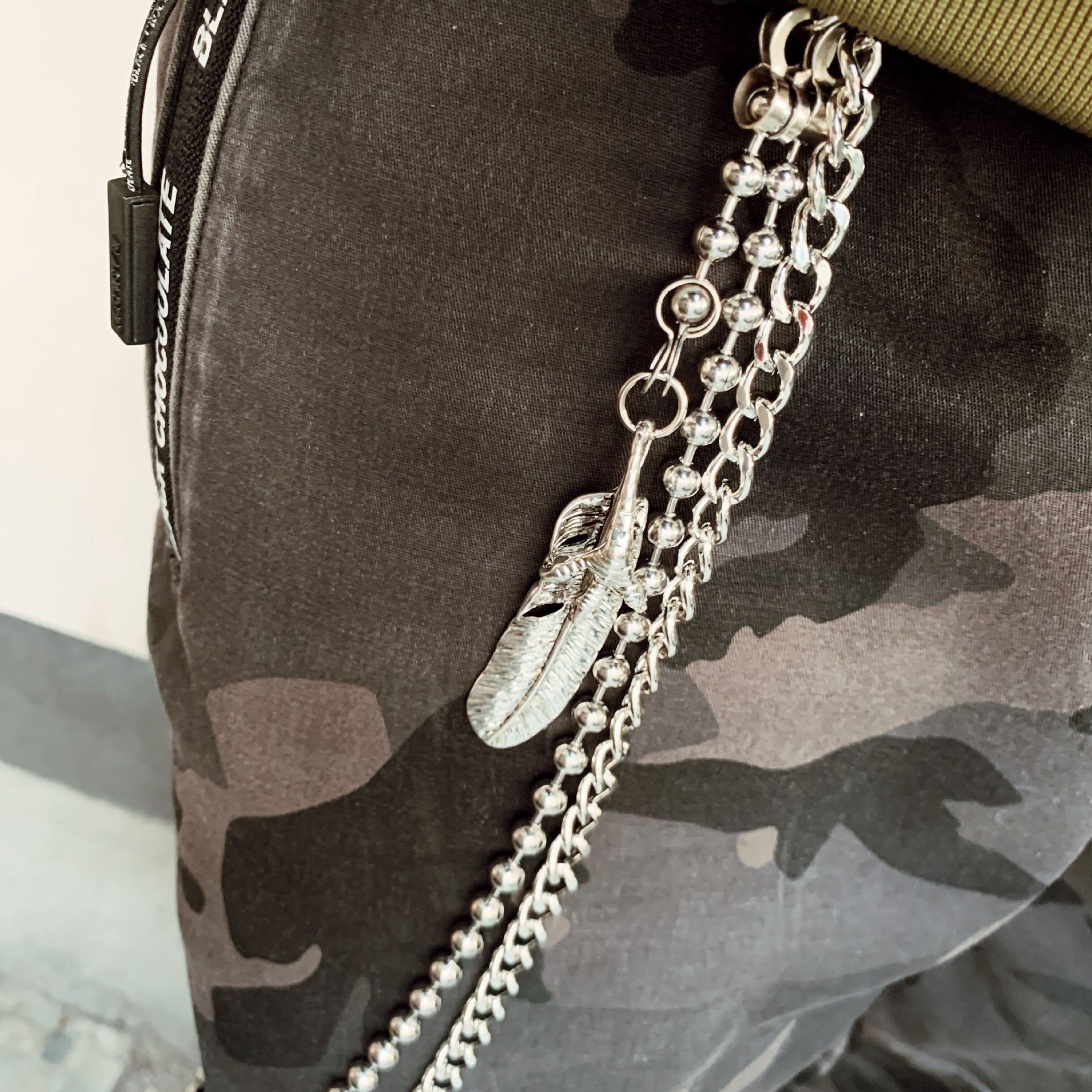 2020新款鬼爪羽毛裤链日系复古双层可拆卸金属裤子挂链腰链男女潮