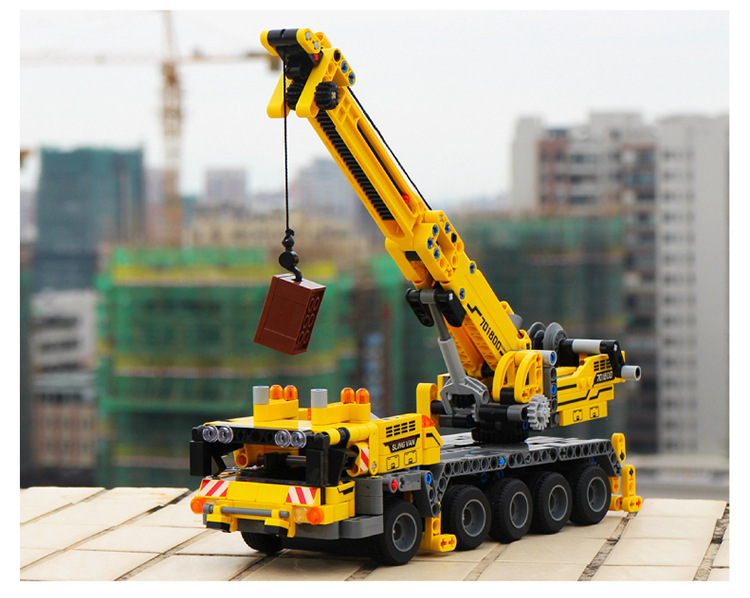 森宝积木701800科技系列机械密码起吊车拼装拼插益智小颗粒积木