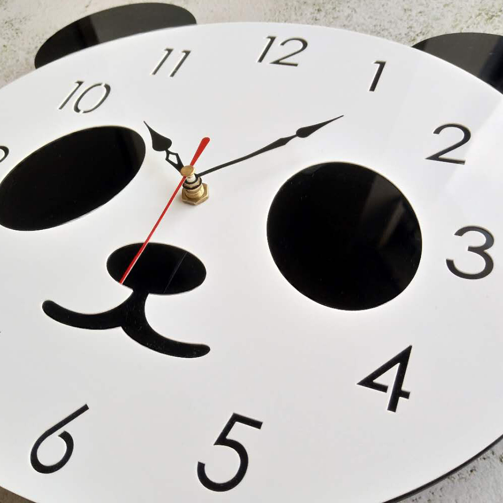 Factory Direct Sales Modern Creative Cartoon Wall Clock Acrylic Clock National Treasure Panda Cute Simple Home Wall Clock
