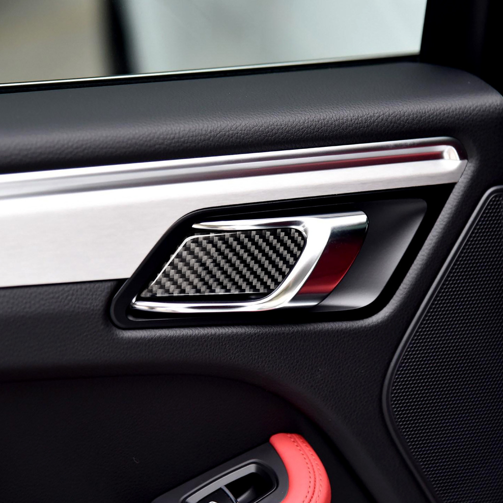 适用保时捷卡宴 macan碳纤维车内门碗门把手装饰贴汽车改装配件贴