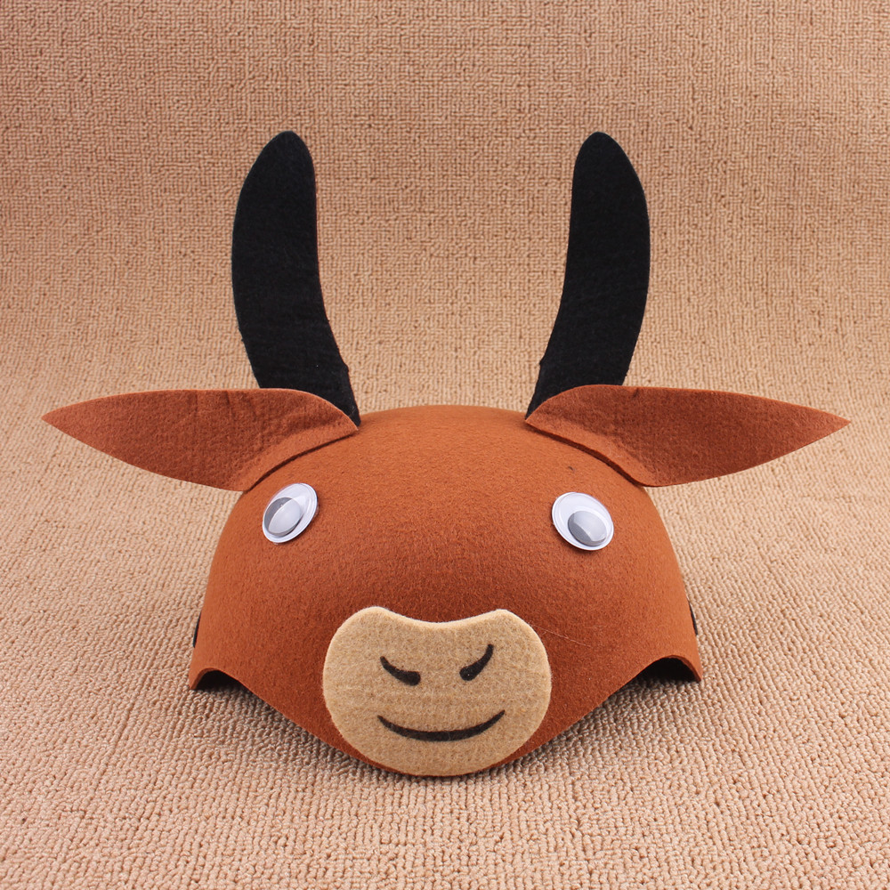 28g六一幼儿园表演聚会装扮cos道具不织布无纺布卡通动物帽子