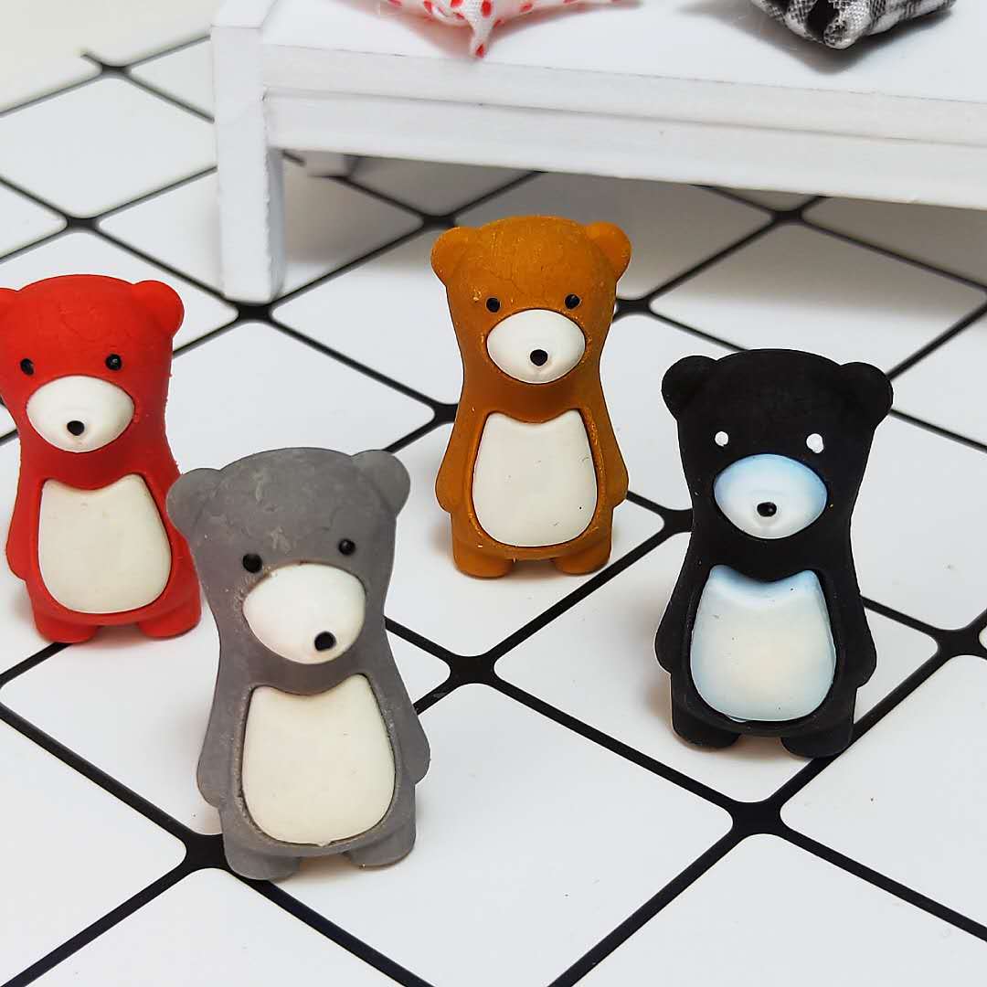 厂家批发可爱3d立体小熊橡皮擦可拆卸小熊橡皮擦儿童学生文具礼物