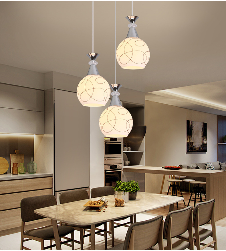 现代简约三头led餐厅灯鱼线吊灯餐桌灯 单头北欧式小吊灯玻璃灯具