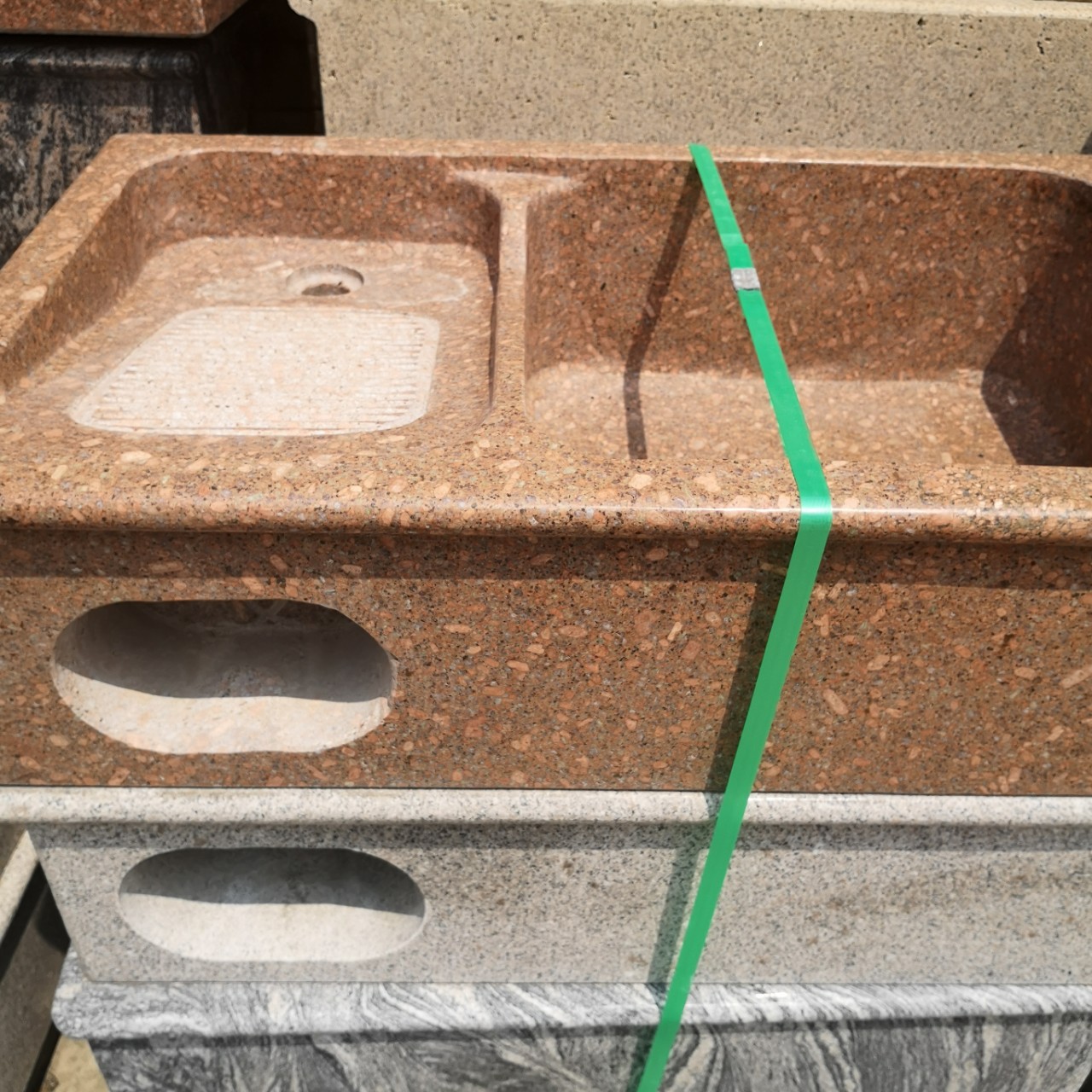 大理石洗衣池整石一体洗衣槽洗衣池家用阳台石头定做水槽石头水池