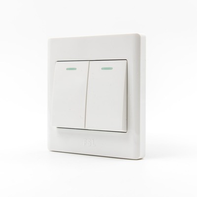 佛山照明墙壁开关双开单控白色家用开关 厂家直销86型开关面板