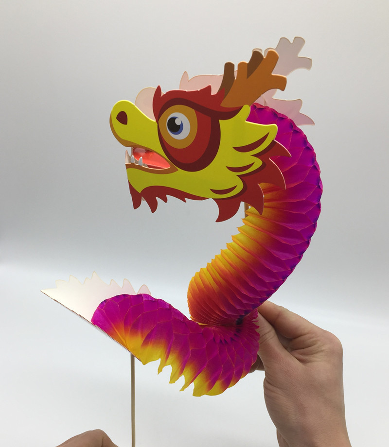 中国龙材料包幼儿园春节手工diy制作拉花纸龙儿童创意益智玩具
