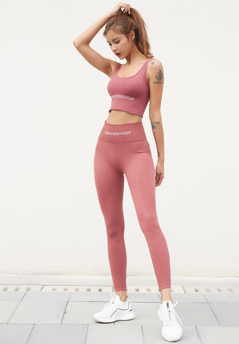 网红字母瑜伽裤女健身弹力运动裤提臀紧身高腰无缝瑜伽长裤舞蹈裤