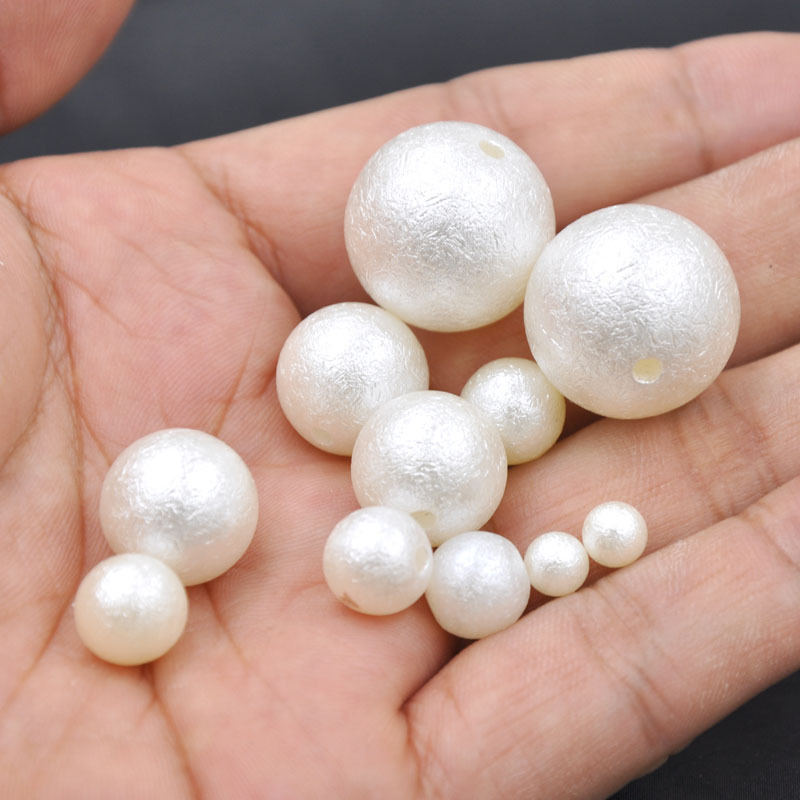 Handmade DIY Sold by Half Kilogram Pearl Wrinkle Frosted Scattered Beads White Plastic Imitation Pearl Woven Beads Sub-Material