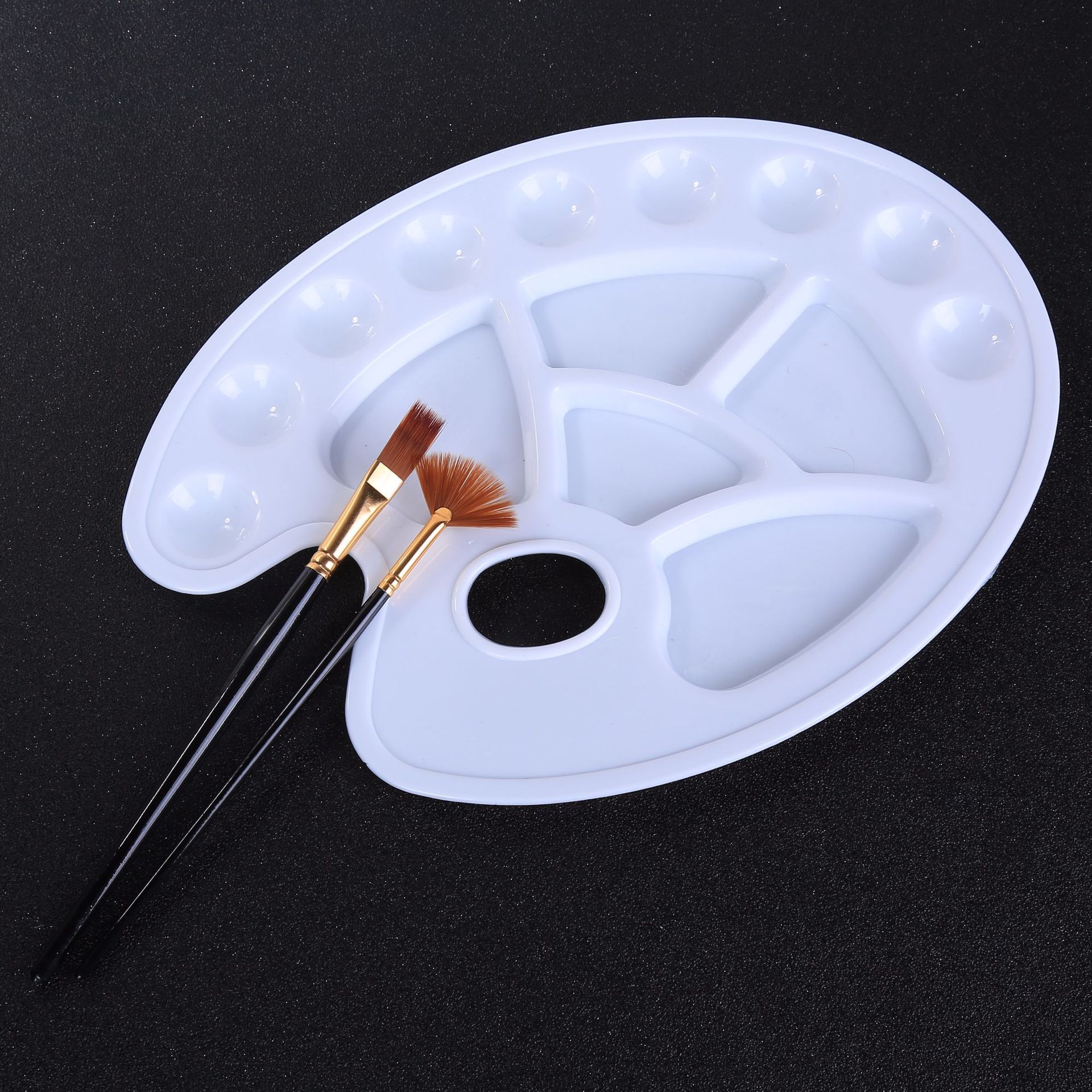 塑料儿童丙烯油画调色盘 无毒环保白色9孔加厚水彩水粉颜料盘批发