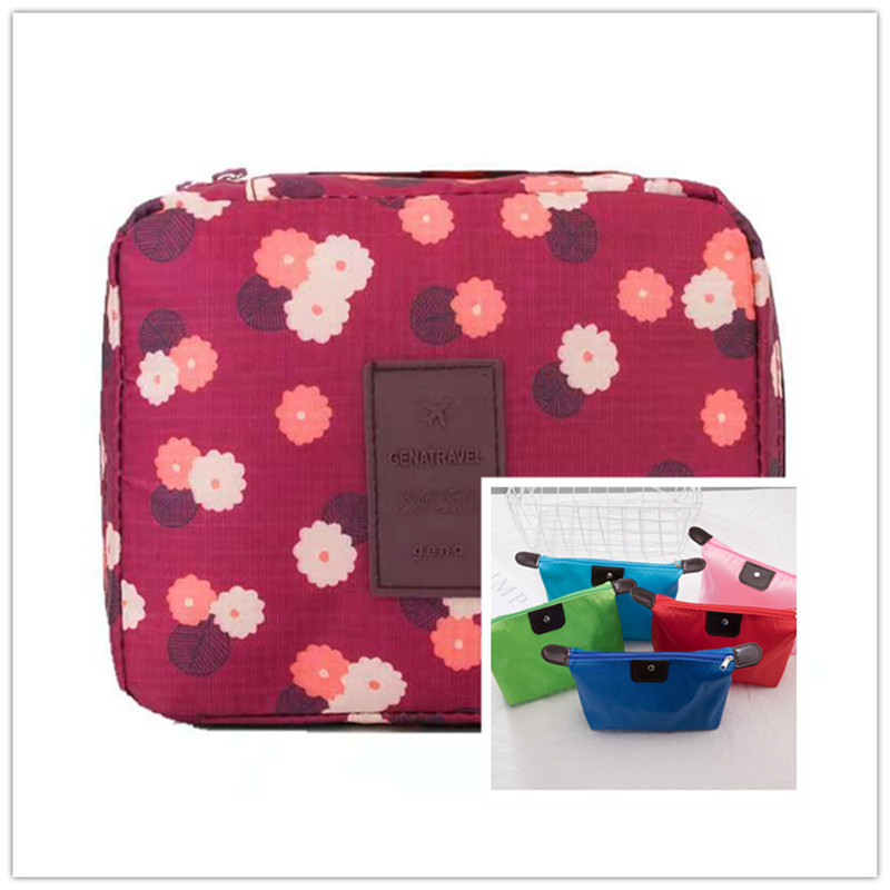 Hot Selling Travel Cosmetic Bag Spot Polyester Bag Travel Storage Wash Bag Double-Shoulder Travel Storage Bag Folding