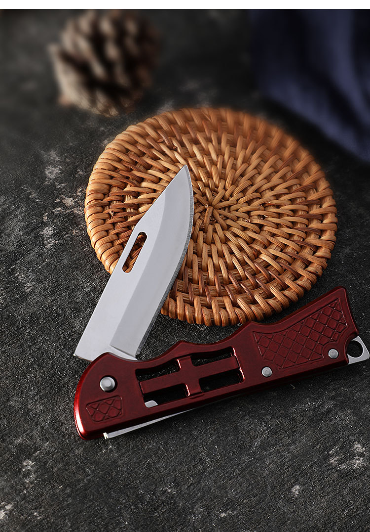 卡装新款户外折叠刀不锈钢野营刀具便携钥匙小刀锋利水果刀削皮刀