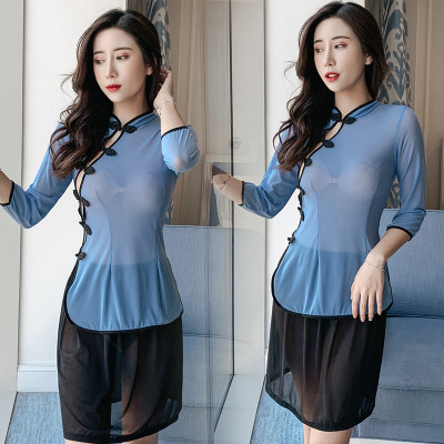 欧美情趣内衣女明国女角色扮演学生制服改良旗袍大码透视诱惑外贸