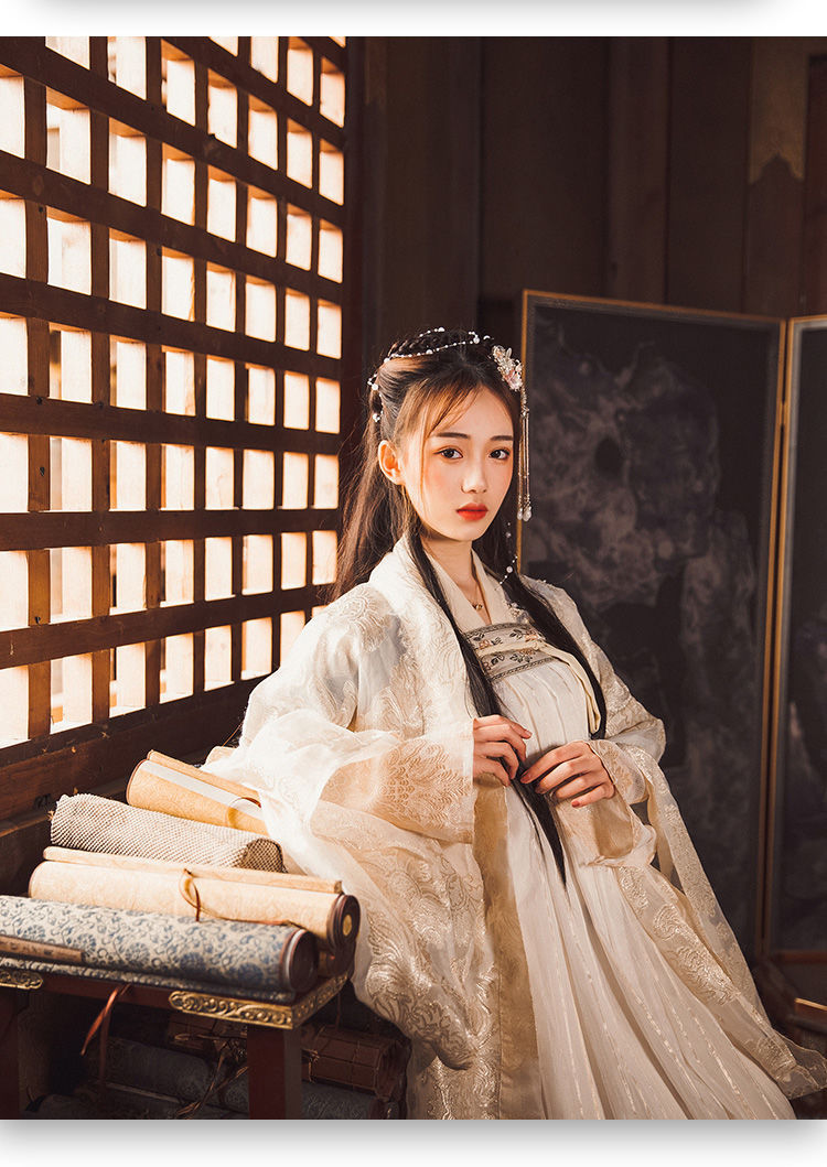 汉服女中国风齐胸襦裙广袖改良古装荣姬超仙飘逸古风学生春秋套装
