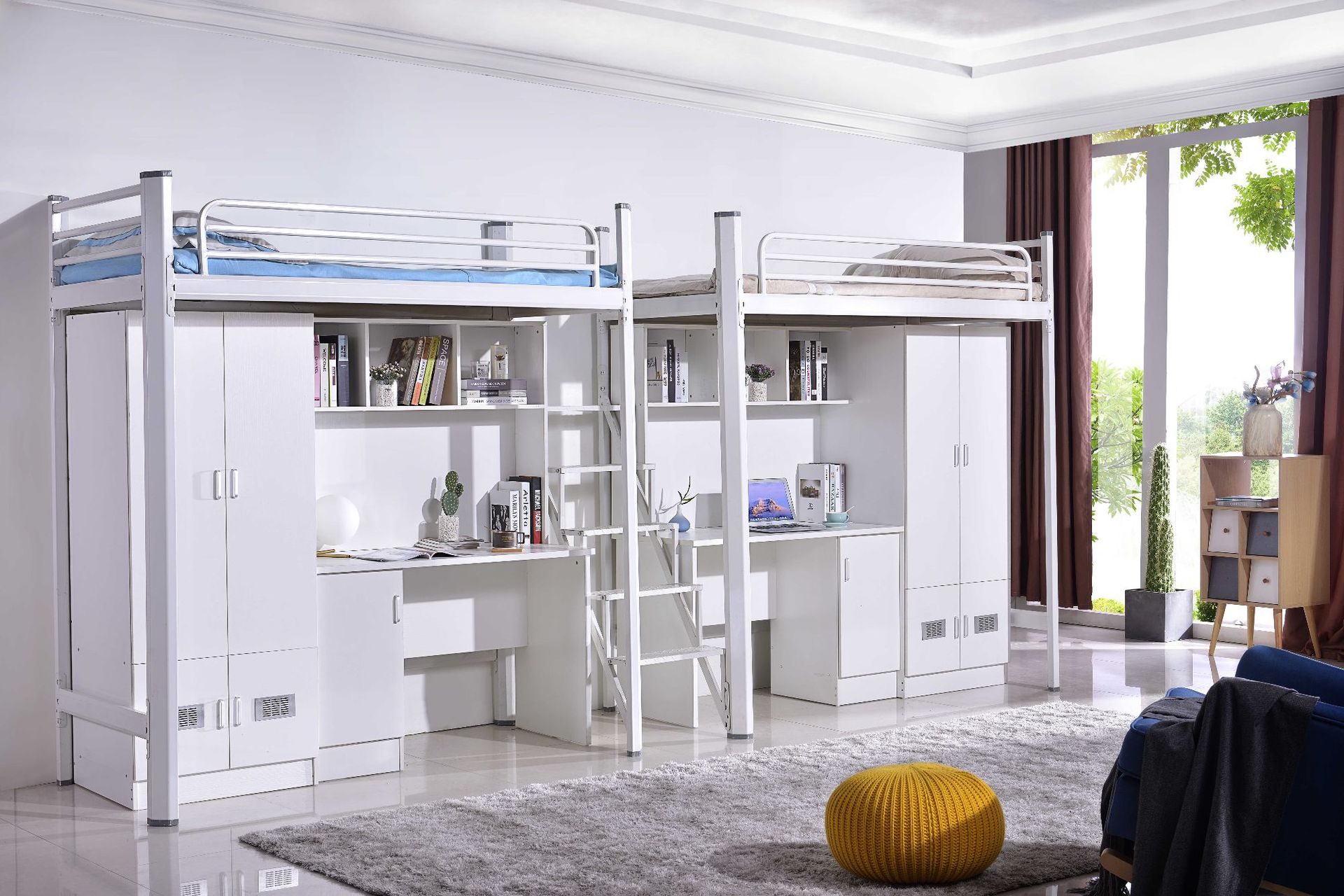 学校连体步梯公寓床组合宿舍上床下桌带衣柜书桌大学生连体公寓床