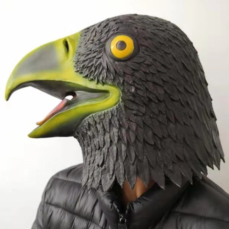 万圣节老鹰动物面具 白鹰头套 整蛊逼真面具酒吧吓人厂家批发