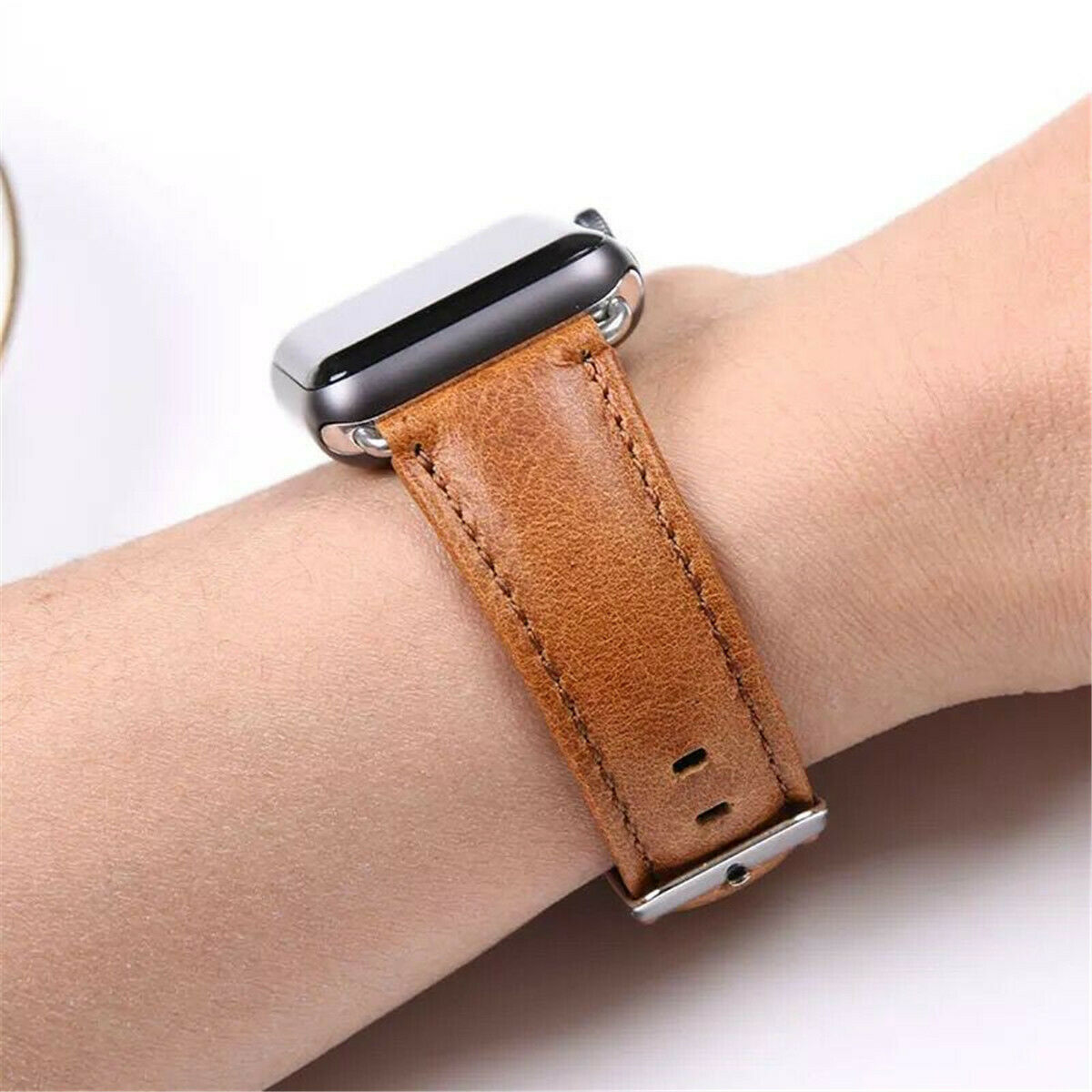 适用于苹果手表表带iwatch5表带applewatch4/3代爱马仕皮质表带