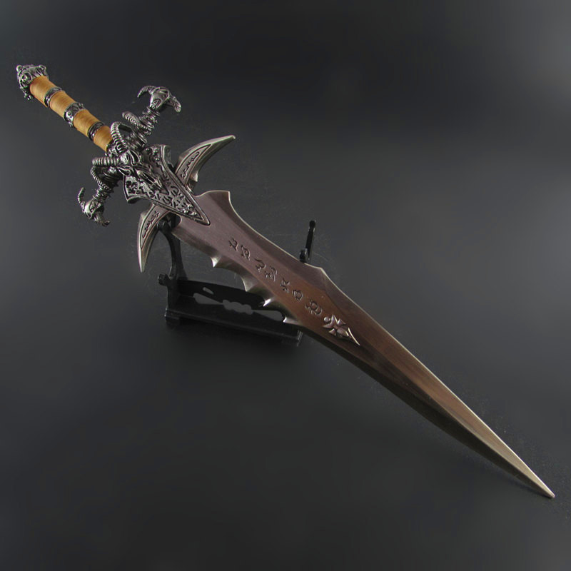 魔兽世界游戏周边 wow巫妖王霜之哀伤龙骨剑27cm全金属刀剑模型