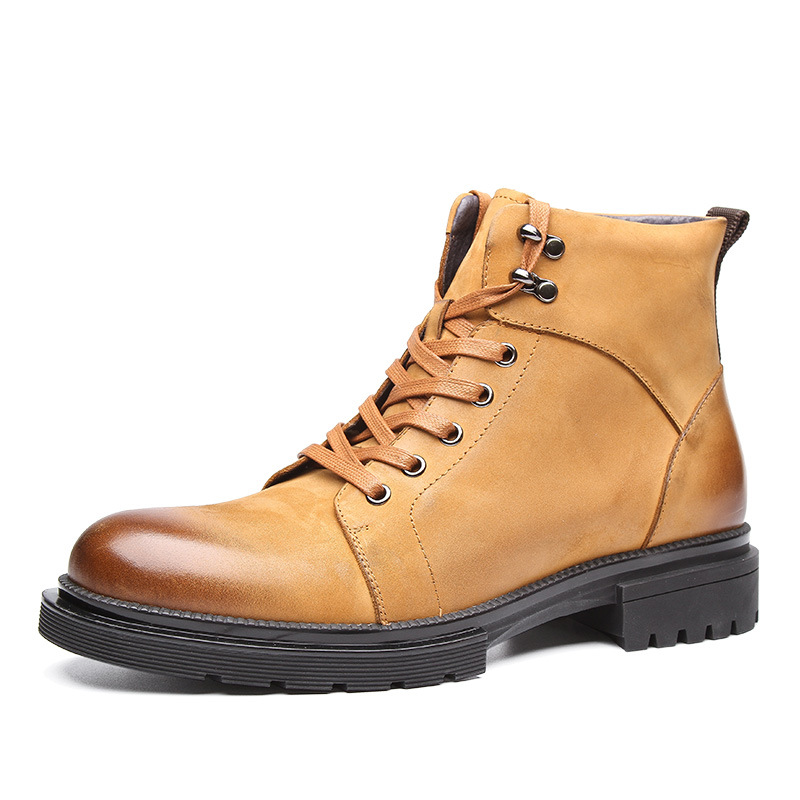 潮流男士皮靴高帮鞋男皮打造舒适系带商务款纯皮单靴大气