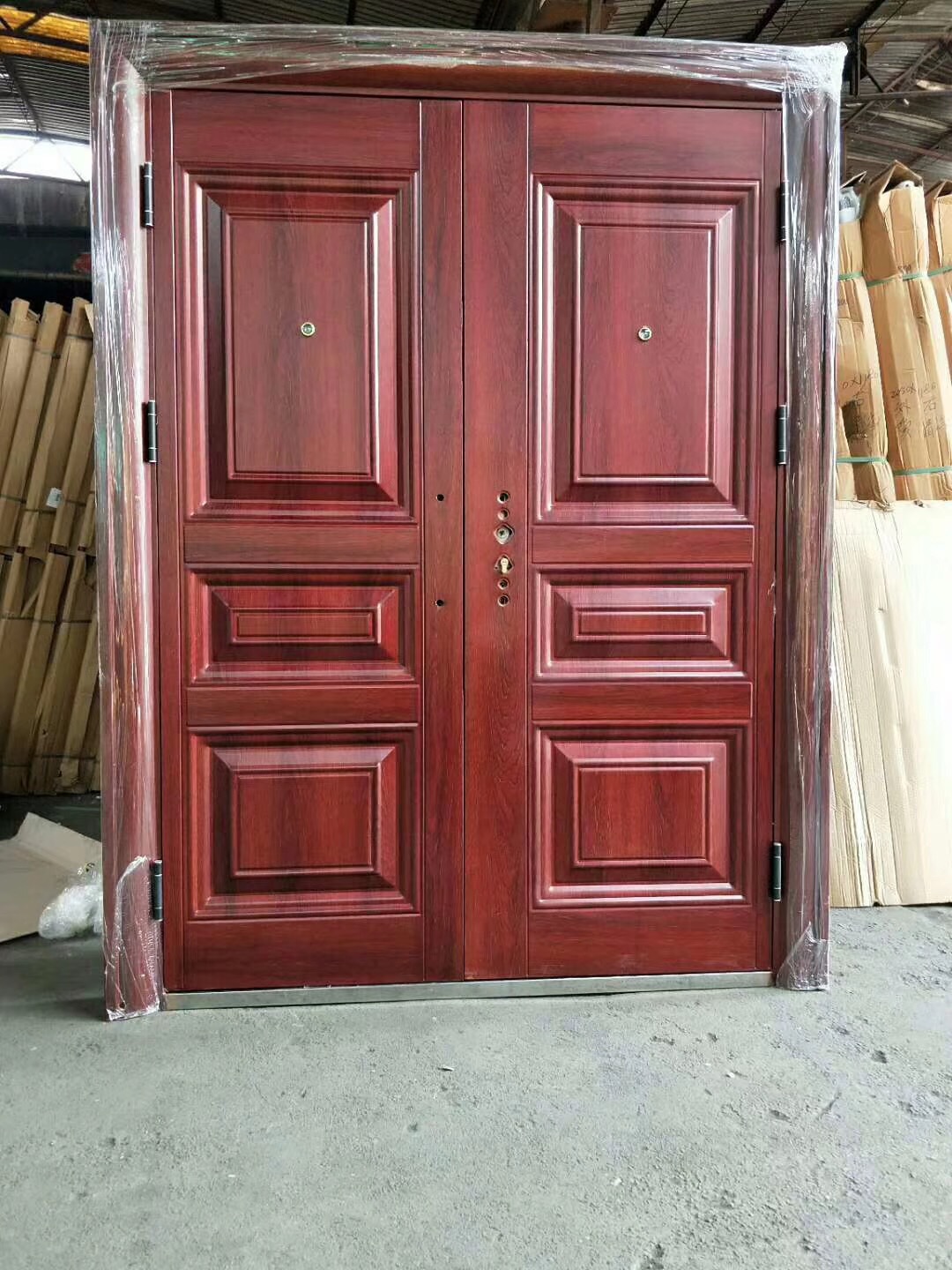 永康防盗门生产批发工程专用对开防盗门子母门双开门钢质平开门