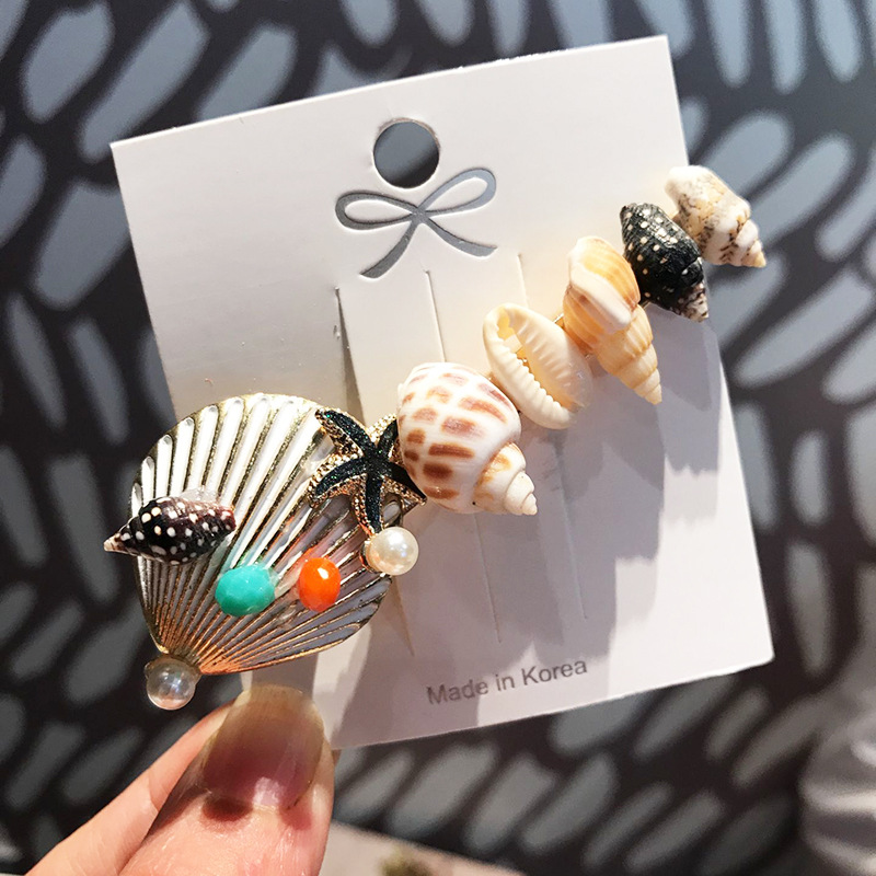 创意款贝壳发夹海星鸭嘴夹夹子头饰边夹少女后脑勺刘海顶夹发卡