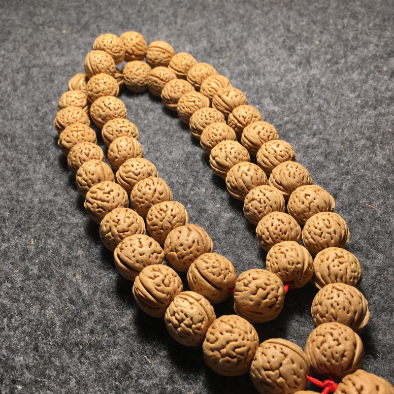野生脑纹小桃核54颗手持近正圆脑纹桃胡佛珠文玩手把件手串车挂