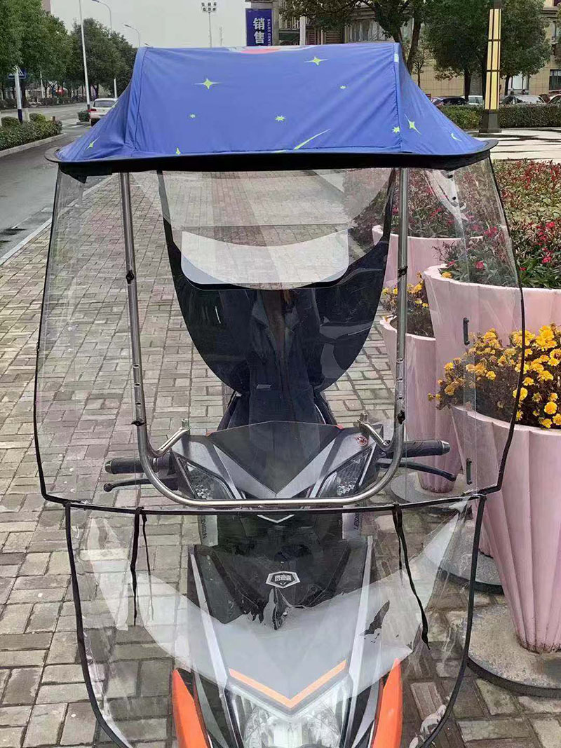 2020新款电动车雨棚不锈钢棚第九代加半侧雨棚遮阳棚广告logo定制