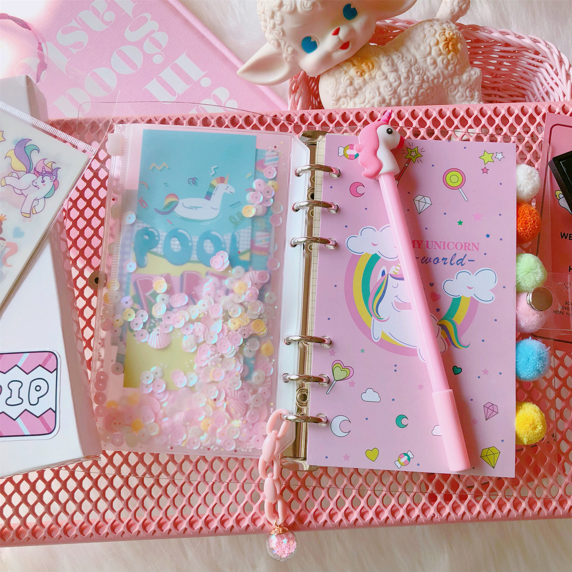 cins少女心手账本 可爱粉色韩国笔记本独角兽手账本女套装本子