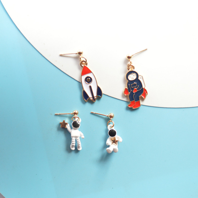 cute cartoon spaceman earrings elegant trendy female astronaut xingx rocket earrings student female sweet earrings female
