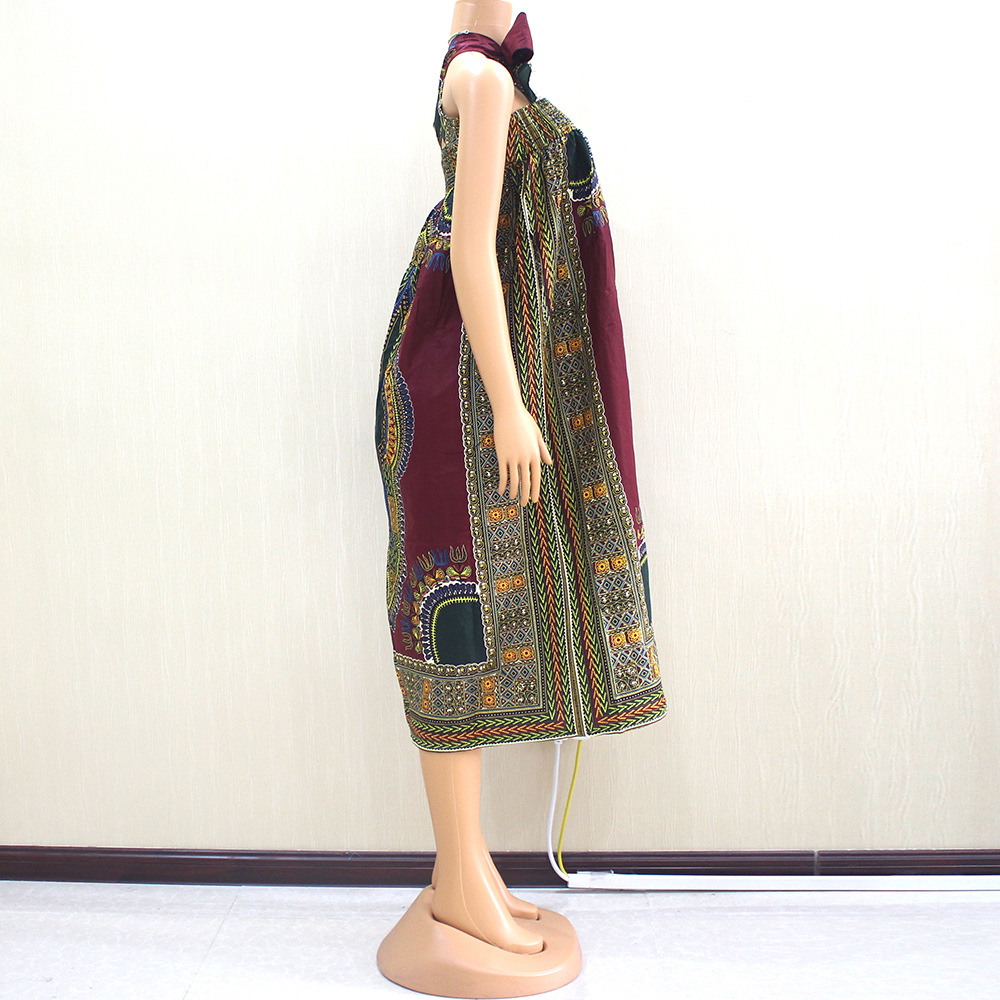 2020年速卖通热卖时尚蜡染布优雅高贵非洲印花裙子