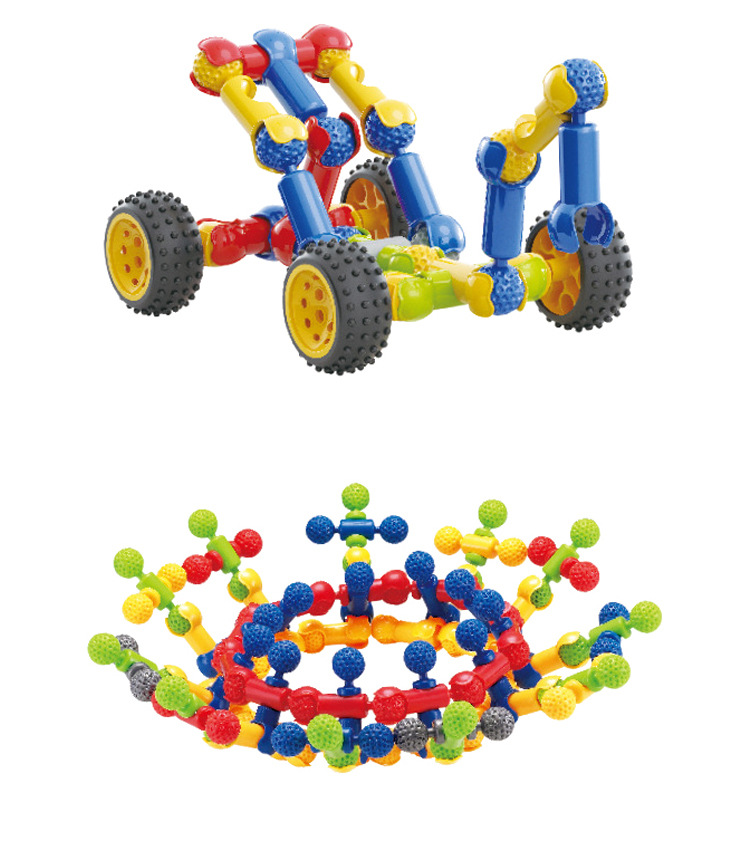 儿童手工益智竹节棍工程螺母多骨聪明棒构造球游乐园手工店游乐场