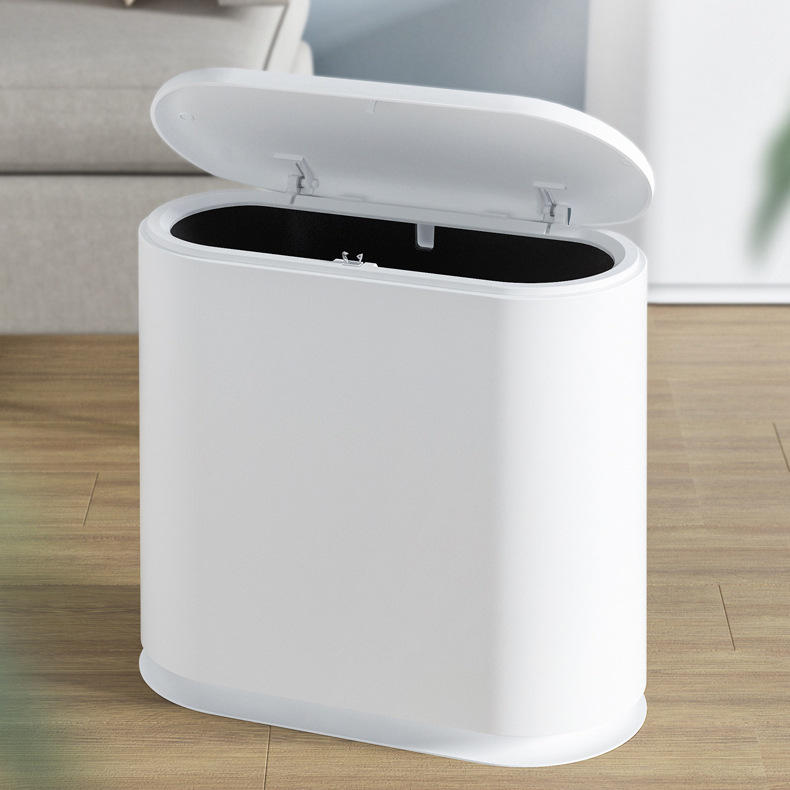 家用侧开盖夹缝式卧室客厅厨房卫生间按压式垃圾桶翻盖家居垃圾桶