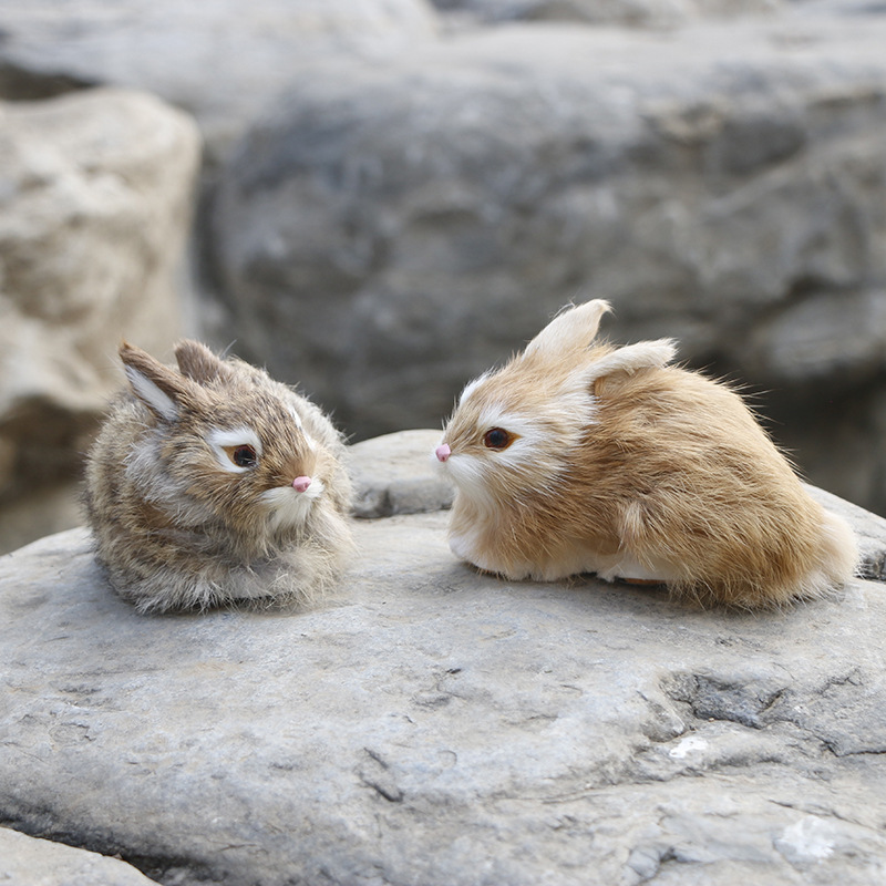 仿真小兔子白卧兔精选高档兔皮毛儿童/男女生日礼物 工艺礼品饰品
